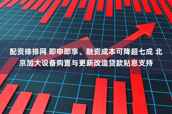 配资排排网 即申即享、融资成本可降超七成 北京加大设备购置与更新改造贷款贴息支持
